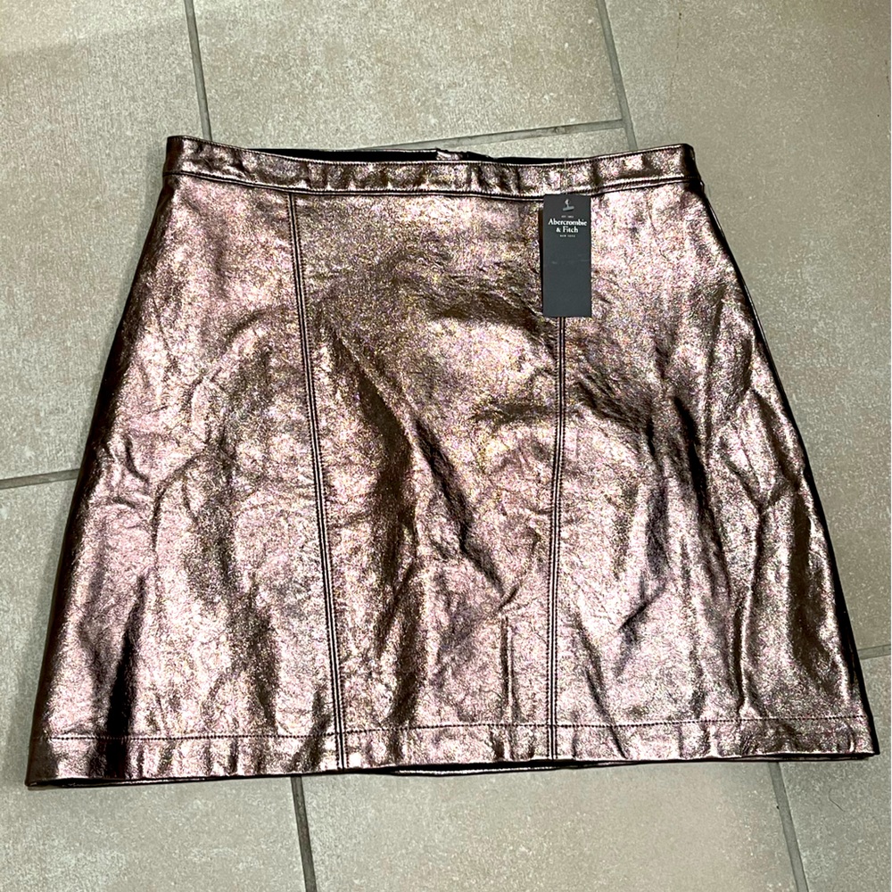Abercrombie & Fitch rose gold pleather skirt size M